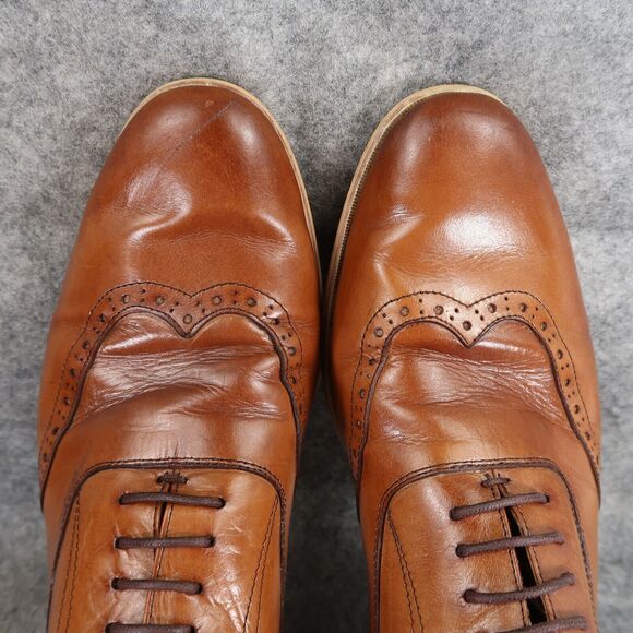 W Collection Shoes Mens 7.5 Oxford Dress Leather Classic Formal Wingtip Brown - Picture 8 of 16